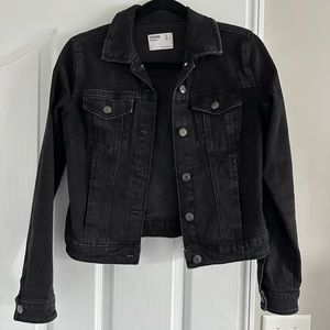 BERKSHA Women’s Black Denim Jean Jacket Cropped Size Small